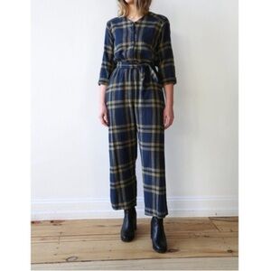 Ace & Jig Button Front Jacob 3/4 Sleeve Belted Jumpsuit in Anemone Textile